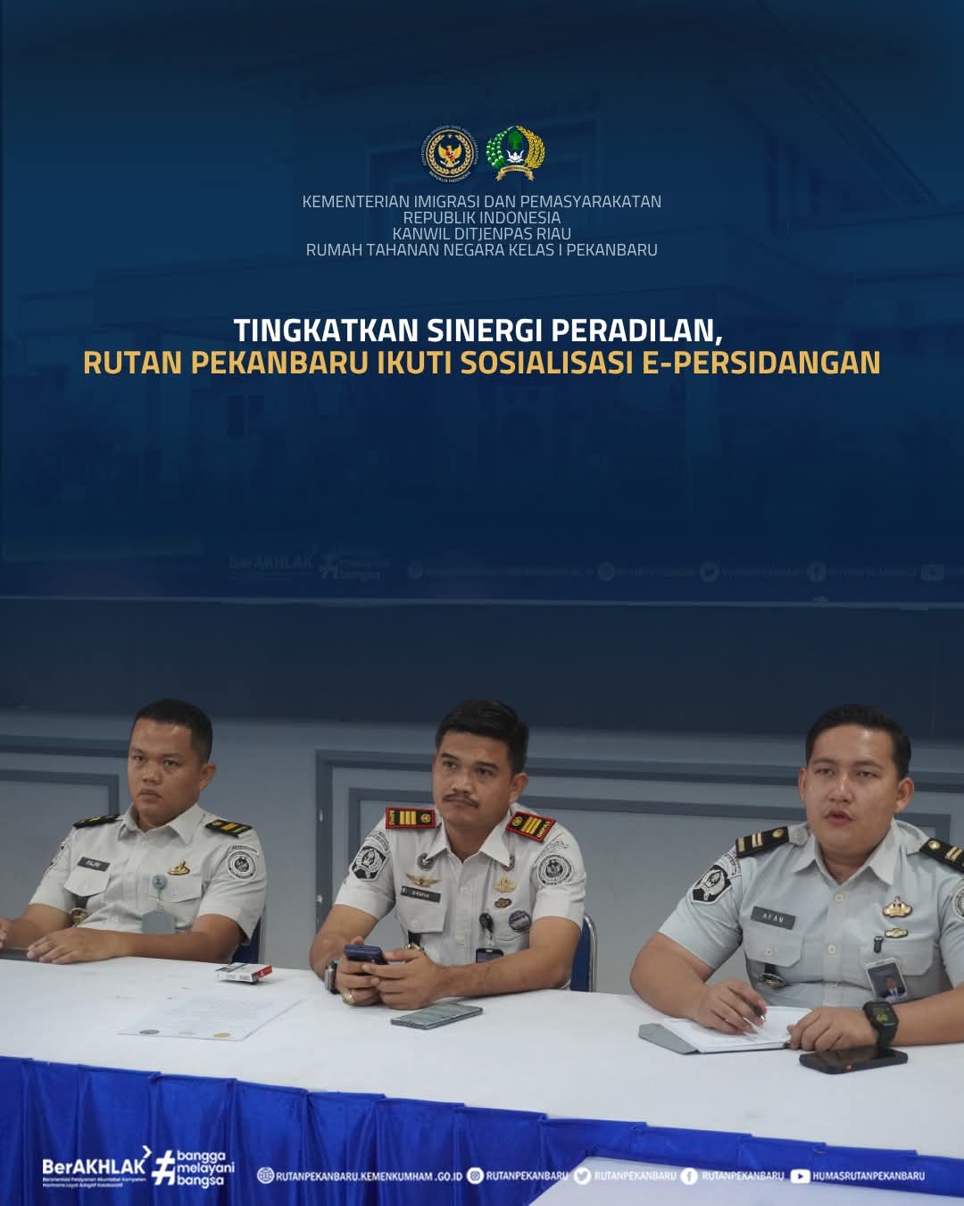 Tingkatkan Sinergi Peradilan, Rutan Pekanbaru Ikuti Sosialisasi e-Persidangan