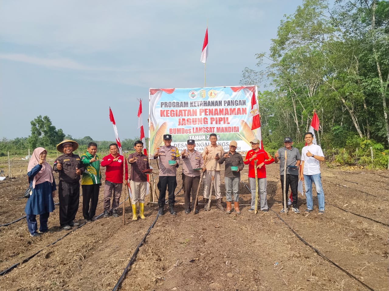 Polres Kuansing Dorong Ketahanan Pangan, Penanaman Jagung Pipil Dilaksanakan di Pangean